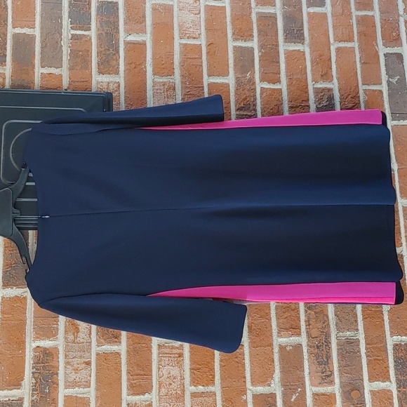 Vince Camuto Pink Stripe Navy 3/4 sleeve Shift Dress Size 8 (1062) - Picture 3 of 6